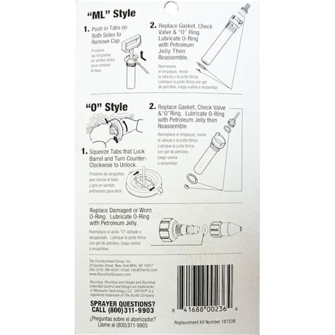 Roundup Lawn and Garden Sprayer Repair Kit with O-rings, Gaskets, and ...