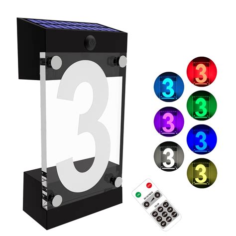 Acrylics Solar Address Sign, Led Illuminated Solar House Numbers for Outside, Waterproof RGBW ...