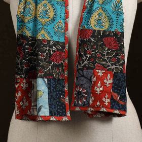 Multicolor Patchwork Cotton Hand Block Bagru Print Stole