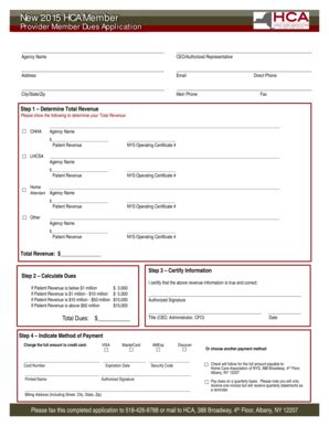 Fillable Online hca-nys 2015 New HCA Member Application - hca-nys Fax ...