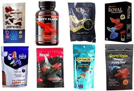 Best 8 Guppy Fish Foods Combo Pompano Fancy Guppy, Eagle, Red fin ...