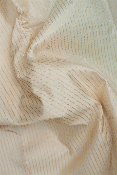 Zari Striped Design Egg White Kanchipuram Silk Saree – Sundari Silks