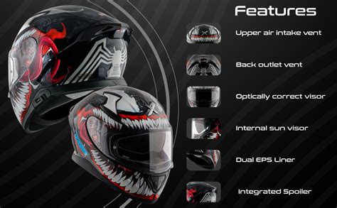 Axor Apex Marvel Venom Full Face Motorbike Helmet, Protective Racing ...