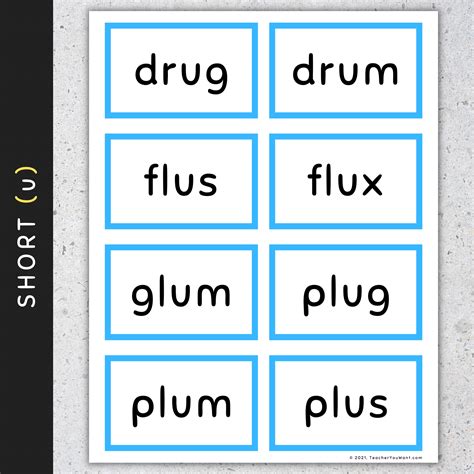CCVC Words Flash Cards: Short Vowels (A E I O U), CCVC Words List, [SET ...