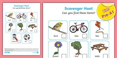 ESL Park Scavenger Hunt for Kids