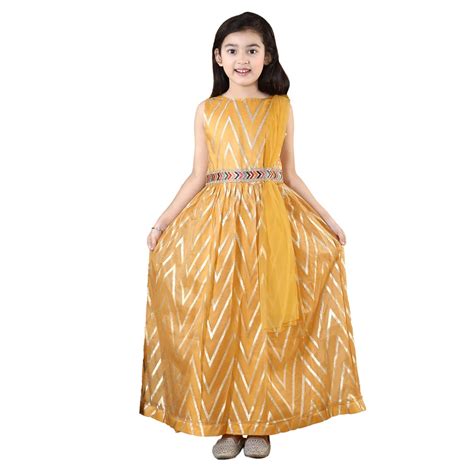 Buy PICCOLO Girls Traditional Dress Zigzag Weaved Long Dress with ...