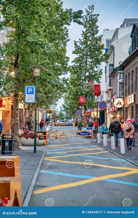 REYKJAVIK, ICELAND - AUGUST 11, 2019: Main City Shopping Street. the City Hosts Most of the ...