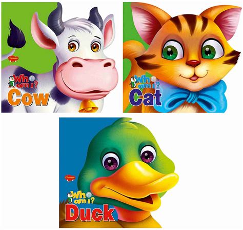 Sawan Presents Set Of 3 Who Am I Story Books Of Cat, Cow & Duck (Board ...