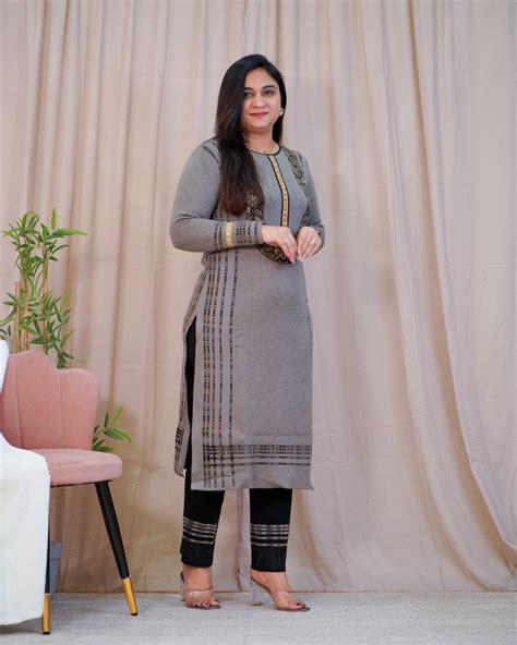 Samaira Woollen Embroidered Pant Set | The Jaipur Studio