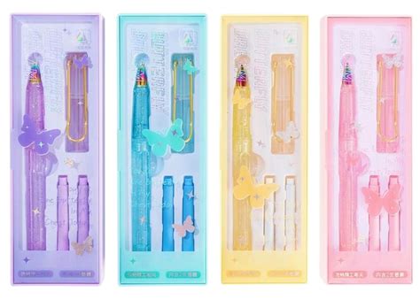 SAMVARDHAN Butterfly Glitter Fountain Pen Set – Rainbow Nib Pen with 6 ...