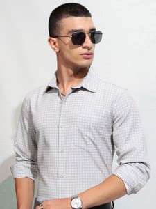 HIGHLANDER Men Checkered Casual Grey Shirt - Buy HIGHLANDER Men ...