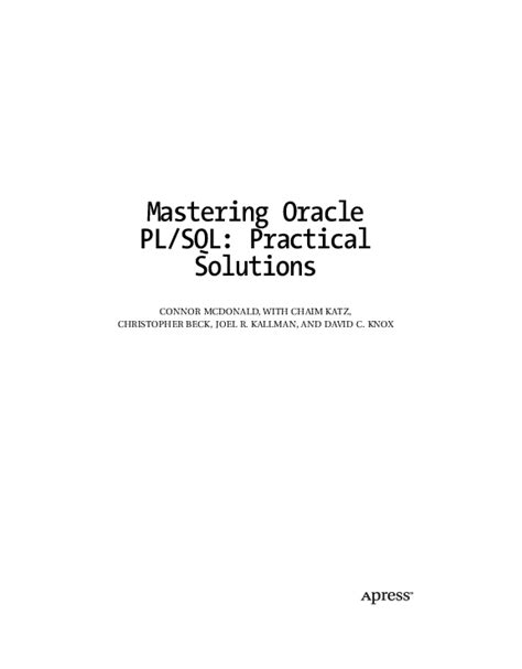Mastering Oracle PL/SQL Development 的图像结果