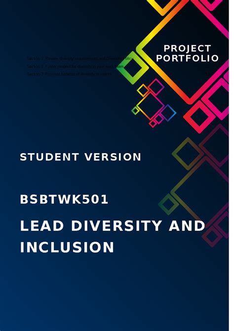 Bsbtwk 501 Project Portfolio - Section 1: Review diversity requirements ...