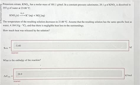 Solved Potassium nitrate, KNO3, ﻿has a molar mass of | Chegg.com