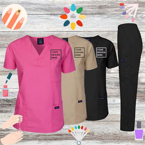 Nail Technician Scrubs Set With Text, Custom Scrubs Set, Scrubs Set ...