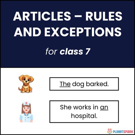 Class 7 English Worksheet on Articles – Rules and Exceptions | PlanetSpark