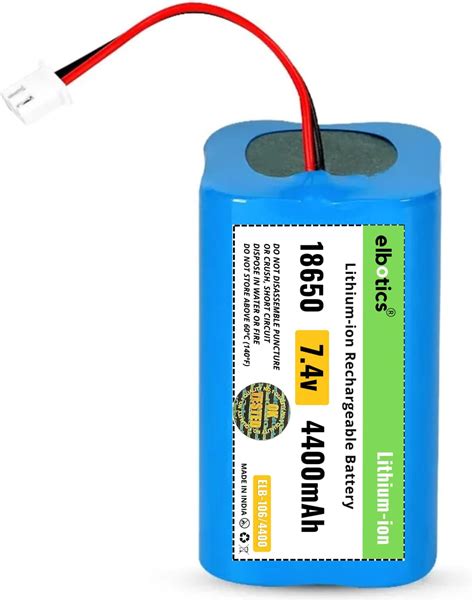 ELBOTICS® 7.4V 4400mAh Rechargeable Li-ion Battery with JST PH2.54/2P ...