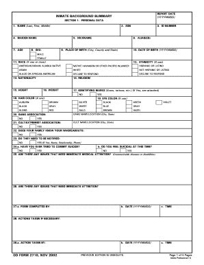 Dd Form Inmate Background Summary - Fill and Sign Printable Template Online