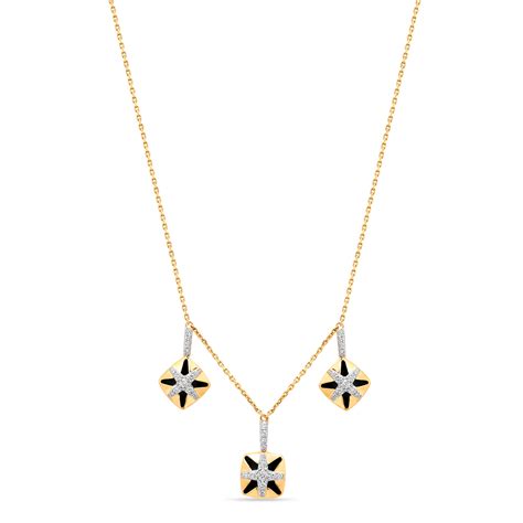 18KT Yellow Gold Geometric Sparkle Diamond Necklace