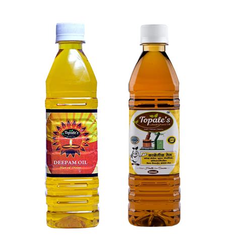 Topale's Pure Wooden Cold Pressed Black Sesame and Deepam Oil of 500 ml ...