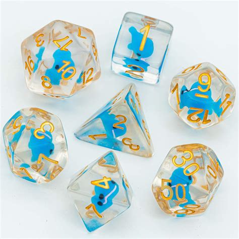 Buy Cusdie 7-Die DND Dice, Polyhedral Dice Set Filled with Animal, for ...