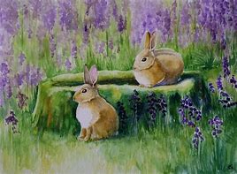 Image result for Watercolor Paintings of Bunnies