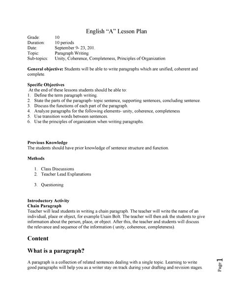 Image result for Paragraph Writing Lesson Plan