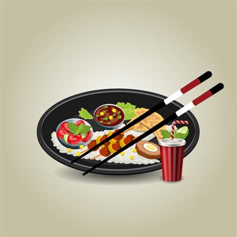 Asian food and traditional restaurants, cooking, menu, vector ...
