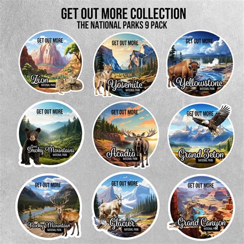 National Parks Sticker Collection 9 Pack National Parks Stickers - Etsy