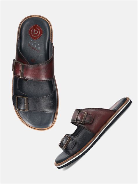 bugatti Cobie Dark Blue Premium Leather Comfort Sandals
