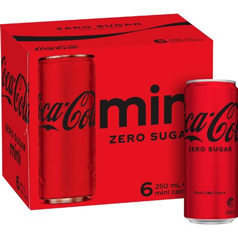 Coca - Cola Zero Sugar Soft Drink Mini Cans 6 X 250ml | Woolworths