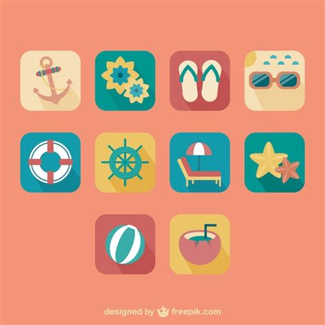 Zomer retro pictogrammen instellen | Gratis Vector