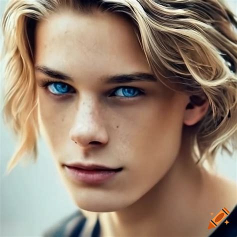 Handsome man with wavy blonde hair and blue eyes on Craiyon