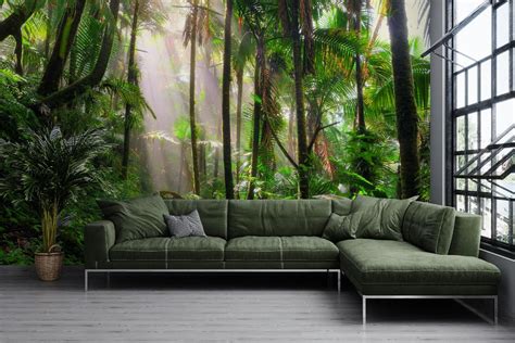 Forest Wallpaper Peel and Stick Tropical Forest Wall Mural Self ...