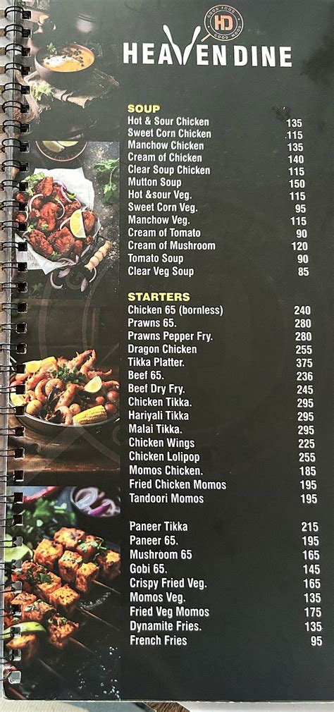 Menu at Heaven Dine, Palakkad