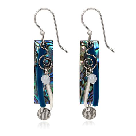 Silver Forest Rectangle With Coil and Beads Drop Earrings - Earrings ...