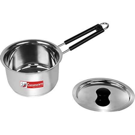 Buy Cassoware Stainless Steel Induction Base Sauce Pan with Lid - 900 ...