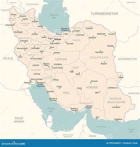 Iran - Detailed Map with Administrative Divisions Country Stock Illustration - Illustration of ...