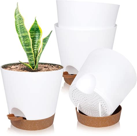 4 Pack 8'' Self Watering Pots for Indoor Plants, Thick Self Watering ...