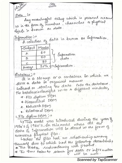 Image result for SQL Handwritten Notes PDF