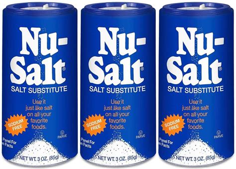 Nu-Salt Sodium-Free Salt Substitute MMF7 (3 Pack) Contains Potassium ...