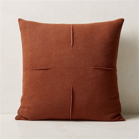 Tuck Brown Linen Throw Pillow 20''x20" | CB2