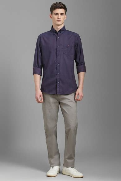 Buy Men Navy Stripe Full Sleeves Casual Shirt Online - 39960834 | Louis ...