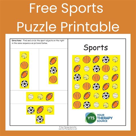 Free Sports Puzzle Printable - Your Therapy Source