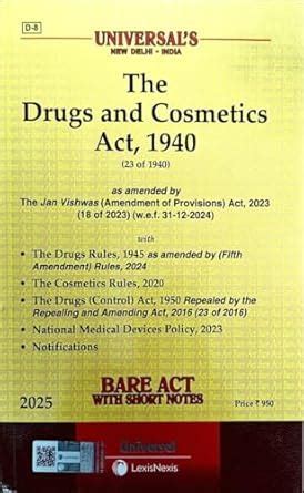 Buy Universal's Drugs and Cosmetics Act 1940 with Rules Book, Bare Act ...