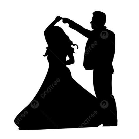 Bride And Groom Wedding Silhouette Black White Clipart Transparent Background, Wedding Clipart ...