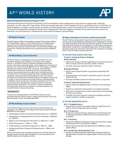 Ap world history course overview - A P ® W ORLD HISTORY About the ...