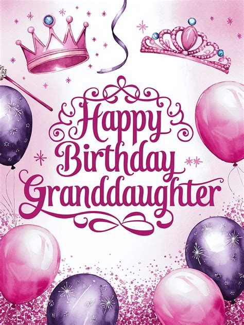 Free Download Watercolor Birthday Card for Granddaughter