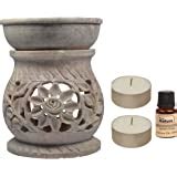 Pure Source India Handcrafted Soapstone Aroma Burner Oil Diffuser and 1 ...
