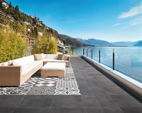 Dalle extérieure effet carreau de ciment noir / blanc Gatsby l.60.4 x L ...